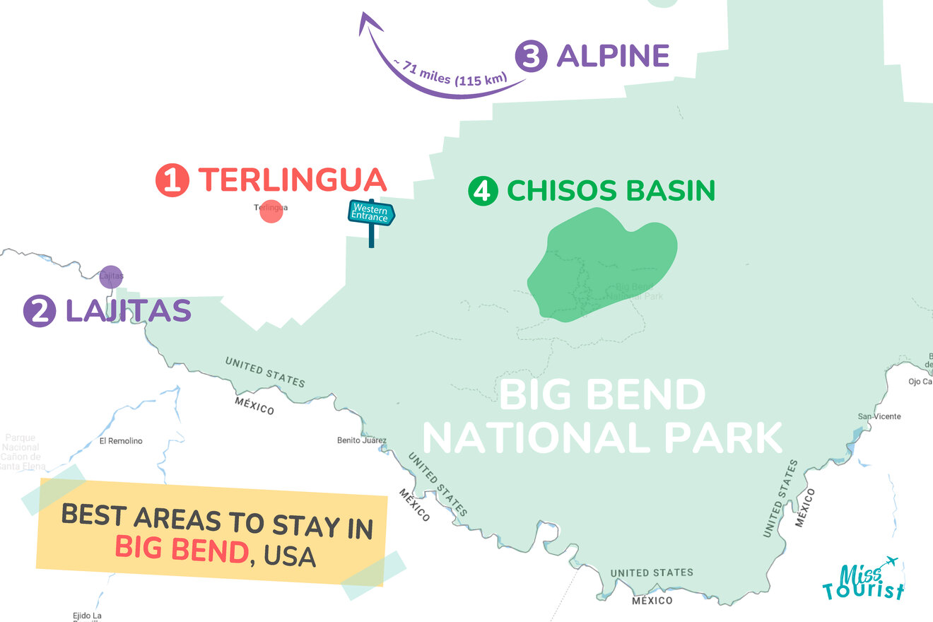 Map of best places to stay Big Bend
